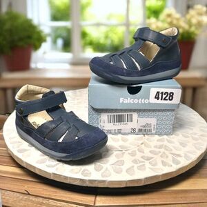 Falcotto Laguna VL Toddler Sandals Blue Leather EU 26 US 8.5 Velcro Closed Toe